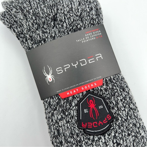 Spyder Heat Heathered Grey Socks With Spyder Logo Patch Men's Size 6-12 - Picture 2 of 6